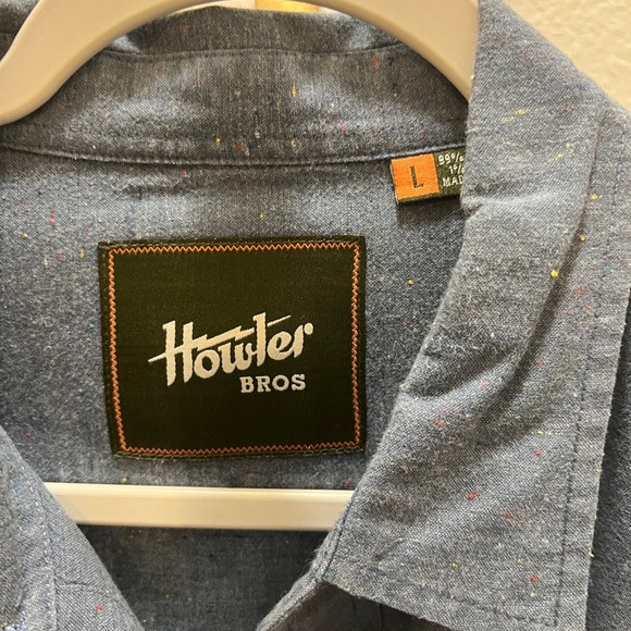 Howler Brother Blue Long Sleeve button down Shirt Mens Large - Picture 3 of 10